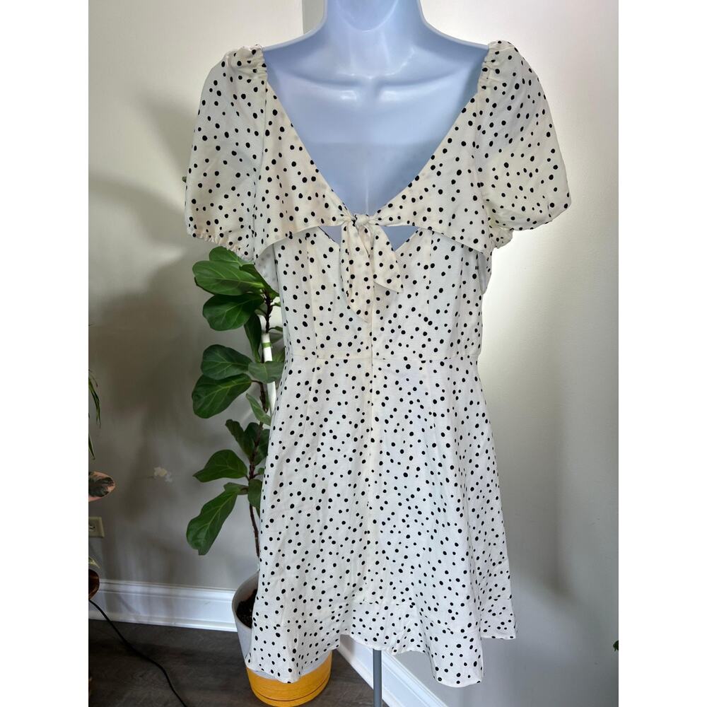 LOFT Womens Size 2P White & Black Polka Dot Tie Back Fit & Flare Dress #406